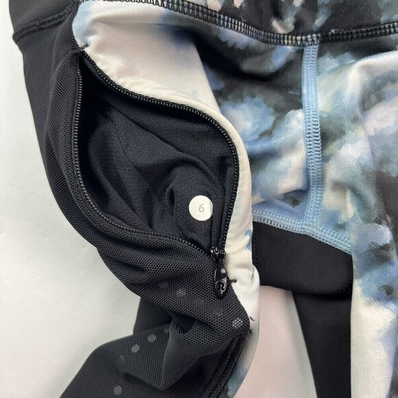 Lululemon leggings Stop At Nothing Crop Black Blooming Pixie Aquamarine size 6 - Picture 14 of 15